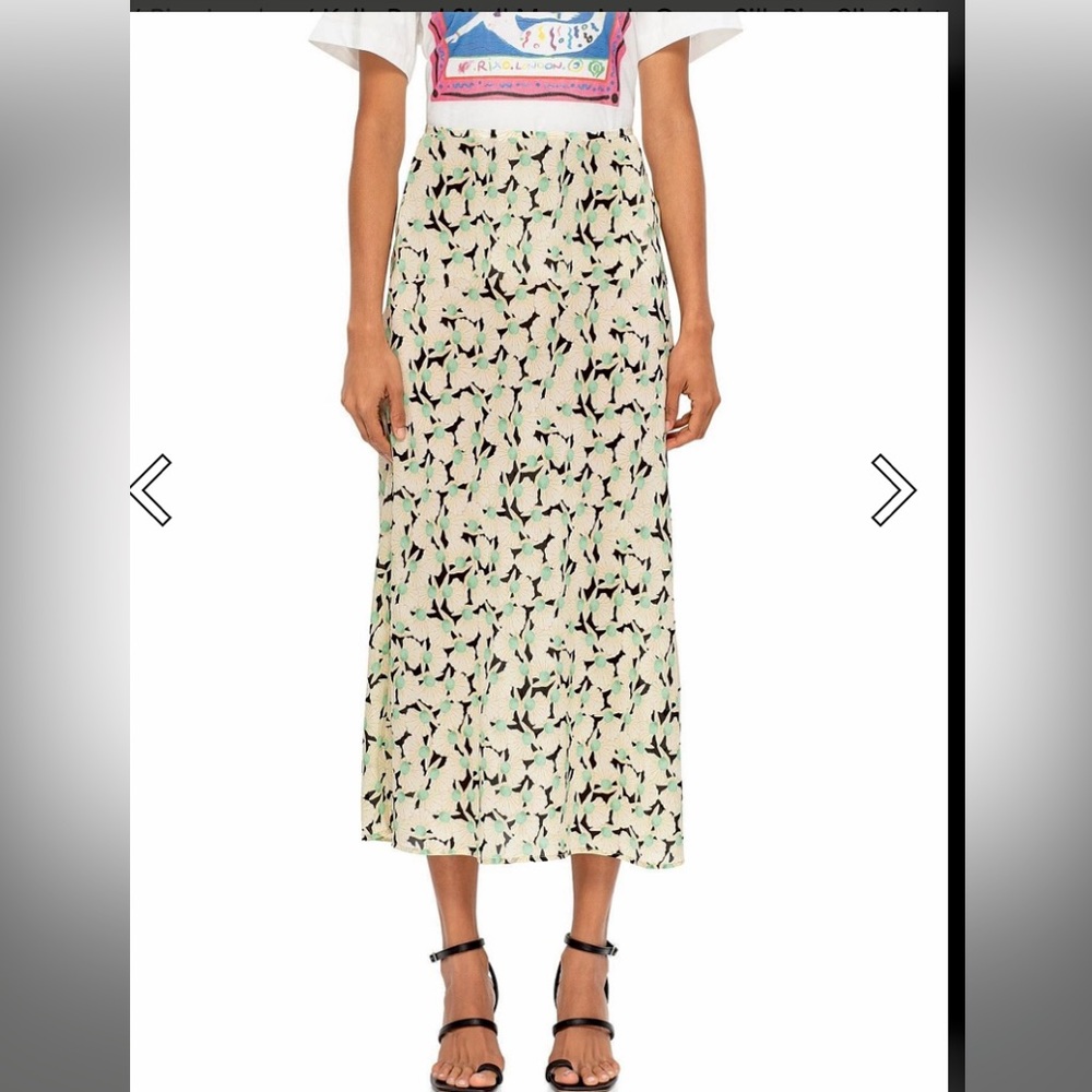 NWT RIXO LONDON
KELLY PEARL SHELL MONO JADE GREEN SILK BIAS SLIP SKIRT